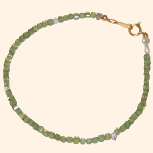 14K Gold-filled Charming ELF Green Apatite & Herkimer Diamond Bracelet