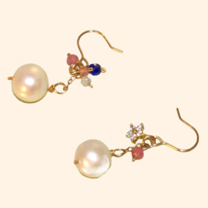 14K Gold-Filled Dreamy Colorful FIREWORK Asymmetrical Pearl & Topaz Earrings
