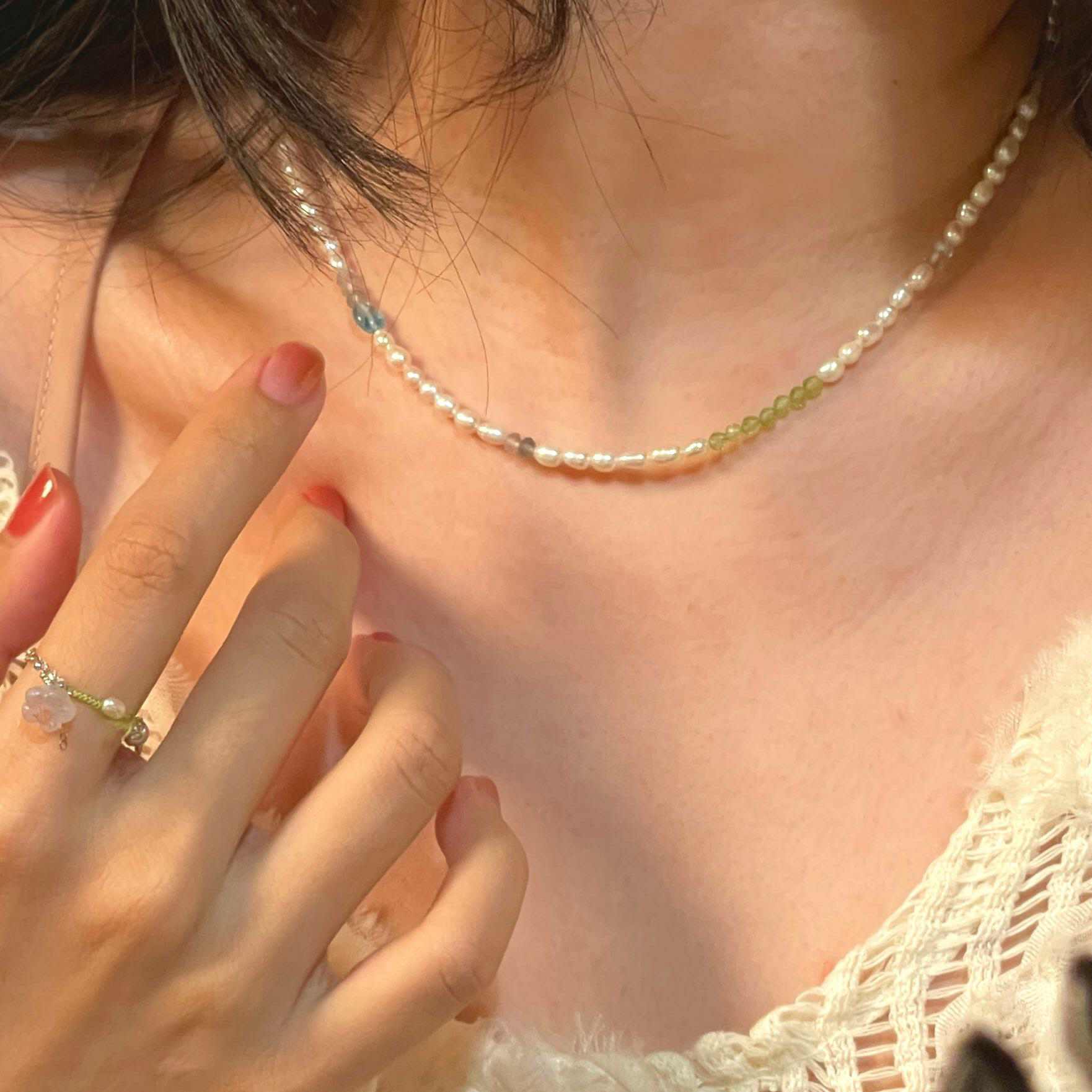 40+4CM AAA Grade Keshi Pearls Elegant Blue APATITE BUBBLE Handmade Everyday Necklace for Women Noctelia Pearl - Image 2