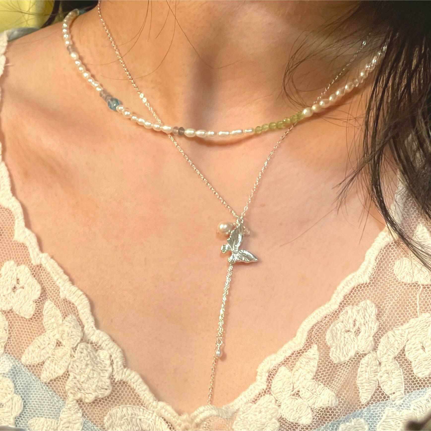 40+4CM AAA Grade Keshi Pearls Elegant Blue APATITE BUBBLE Handmade Everyday Necklace for Women Noctelia Pearl - Image 5