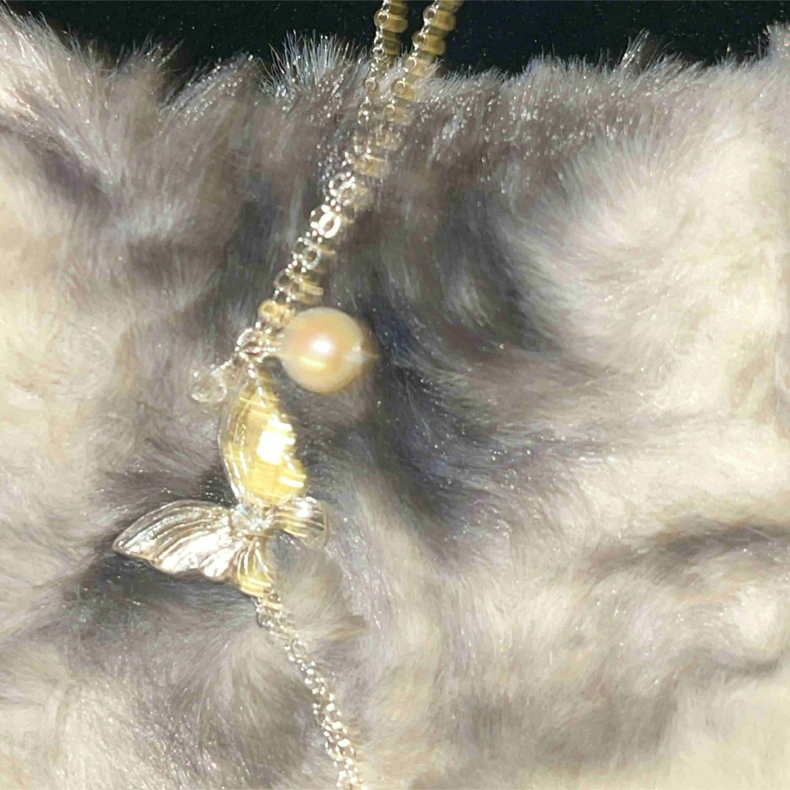 Sterling Silver Dazzling Romantic DREAMLAND Necklace with Dancing Butterfly & Pearl - Image 8
