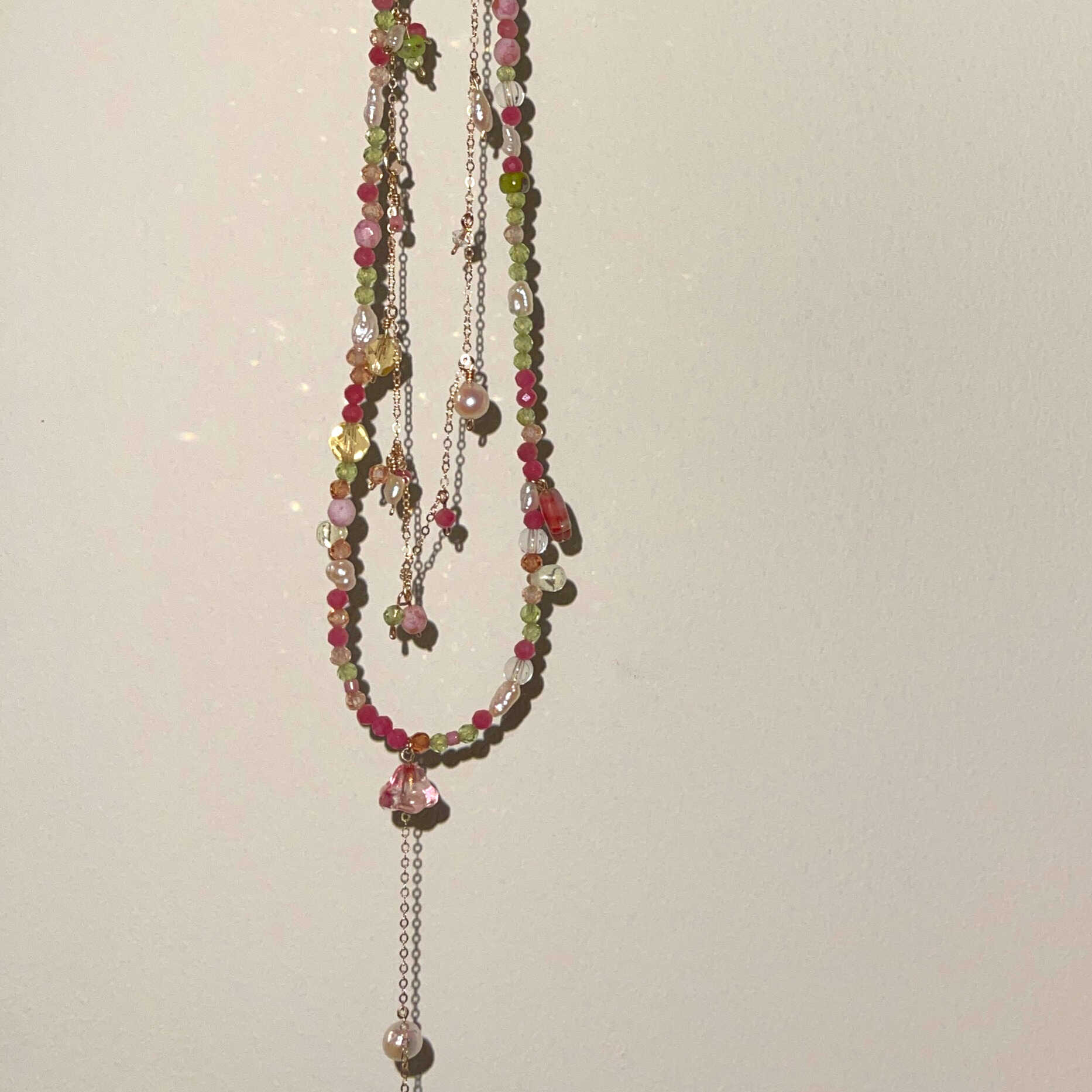 14K Gold-Filled Whimsical FAIRY TALE Necklace - Baroque Pearl & Colorful Czech Beads - Image 7