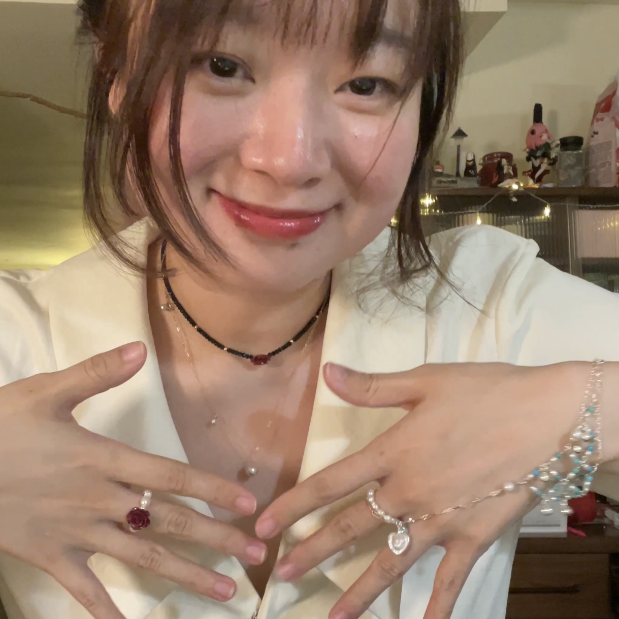 14K Gold-Filled Calming FLAME Talisman Necklace with Cinnabar Rose & Black Spinel - Image 3