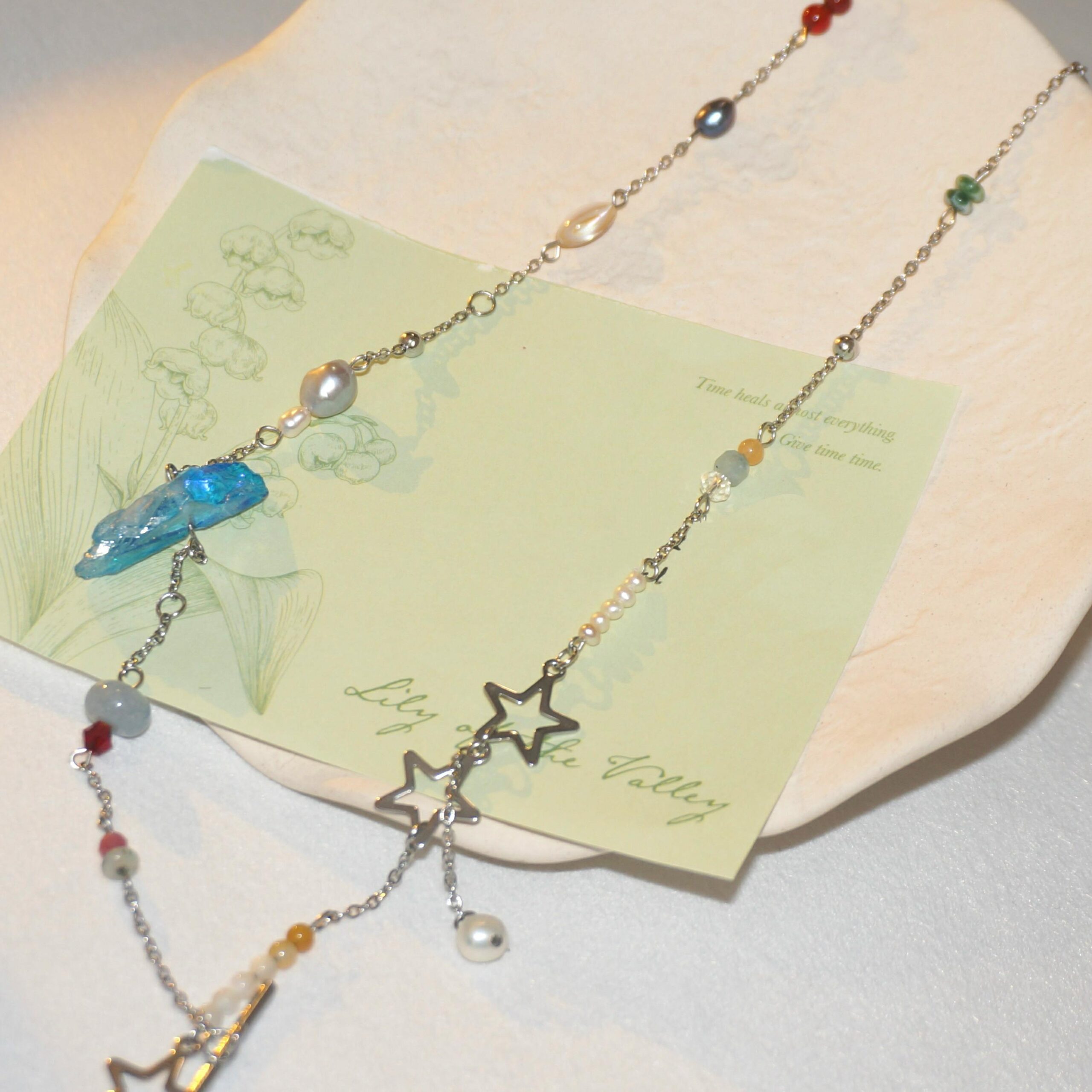 Stainless Steel Charming Handcrafted Multi-wear MILKY WAY Elegant Pearl & Natural Stone Necklace - Image 4