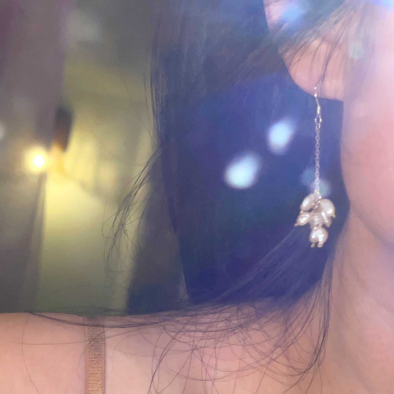 Dreamy Sterling Silver &14K Gold Filled MOONLIGHT Earrings with Baroque Pearl - Image 4