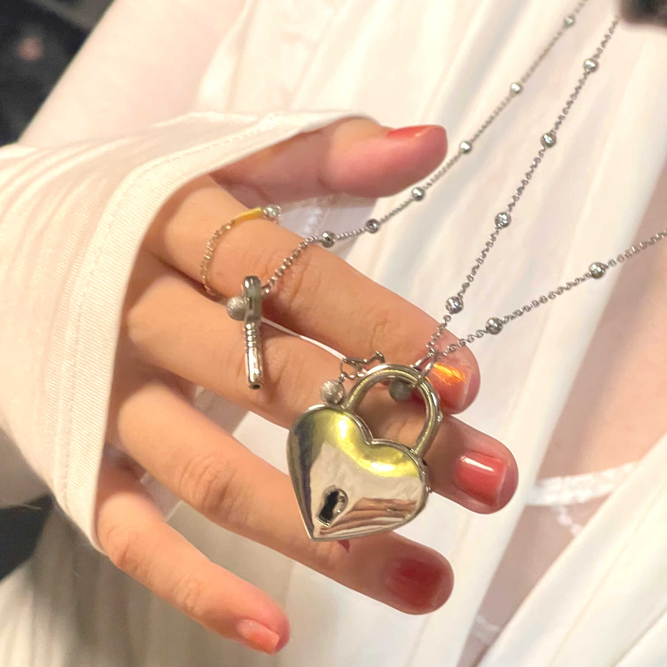 Stainless Steel Cool SOULMATE Necklace – Lock & Key Pendant, Unisex Multiwear Jewelry - Image 5