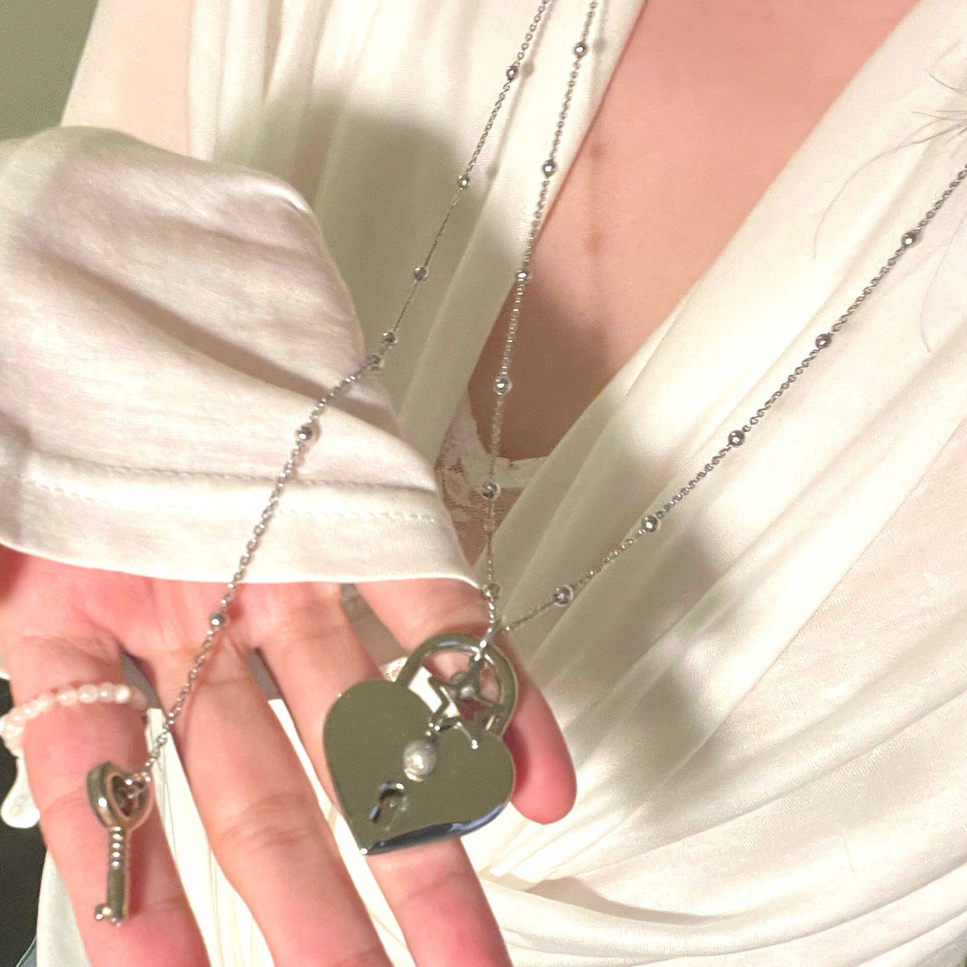 Stainless Steel Cool SOULMATE Necklace – Lock & Key Pendant, Unisex Multiwear Jewelry - Image 7