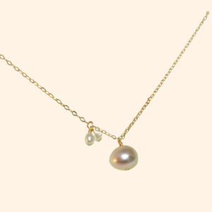 14K Gold-Filled Charming STARLIGHT METEORITE Necklace with Sliding Pearl & Fluorite & Swarovski Crystals