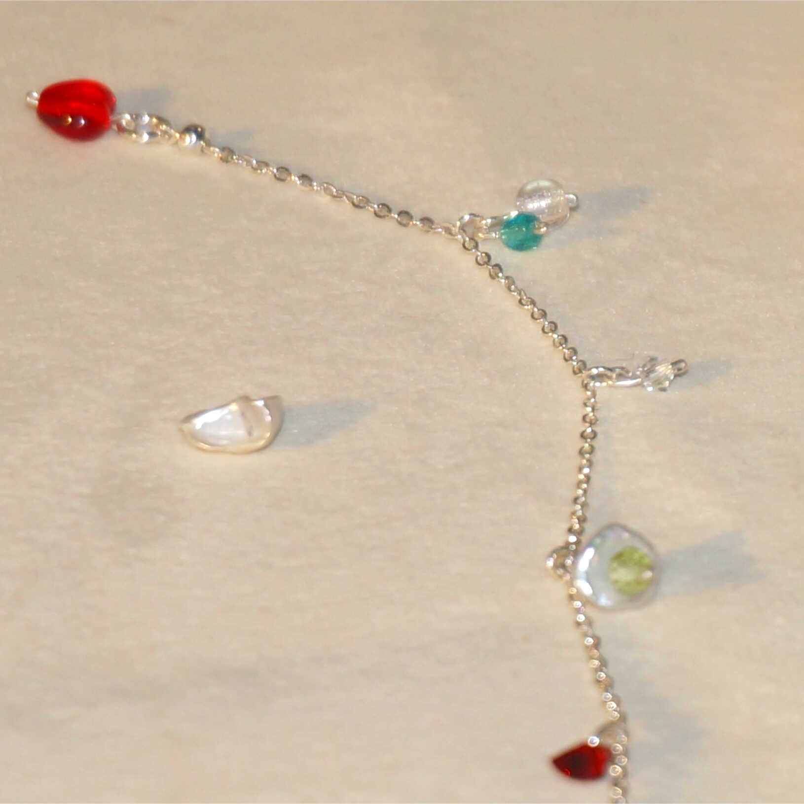 Sterling Silver Exquisite SUMMER Bracelet with Pearl & Cute heart & Czech Beads & Crystals - Image 7