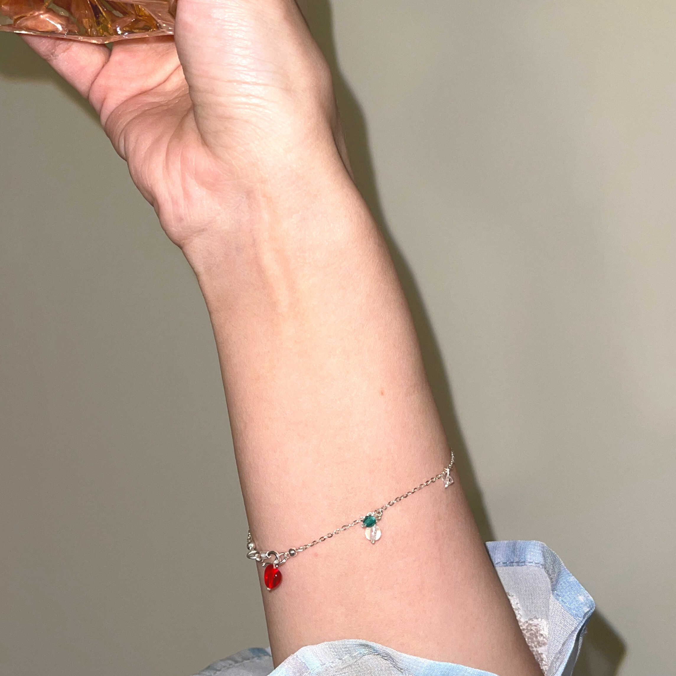 Sterling Silver Exquisite SUMMER Bracelet with Pearl & Cute heart & Czech Beads & Crystals - Image 6