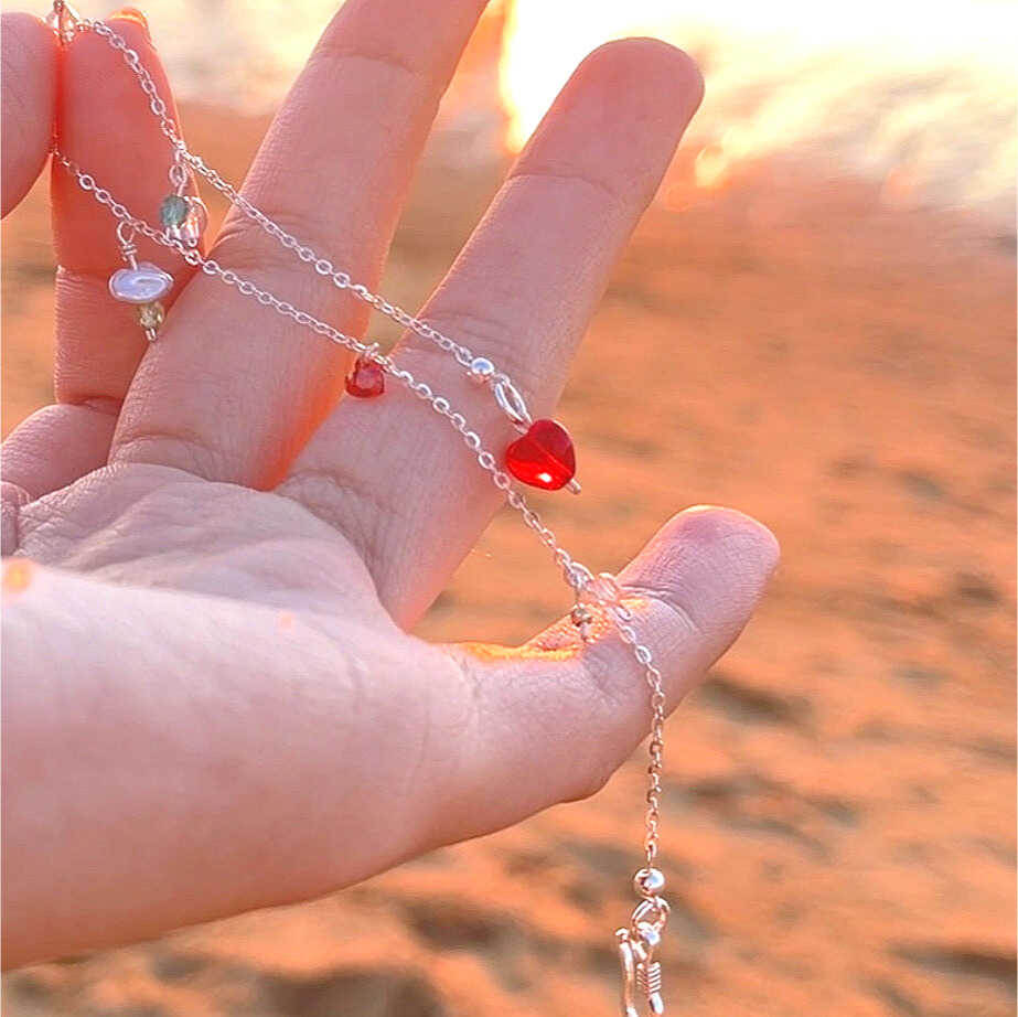 Sterling Silver Exquisite SUMMER Bracelet with Pearl & Cute heart & Czech Beads & Crystals - Image 8
