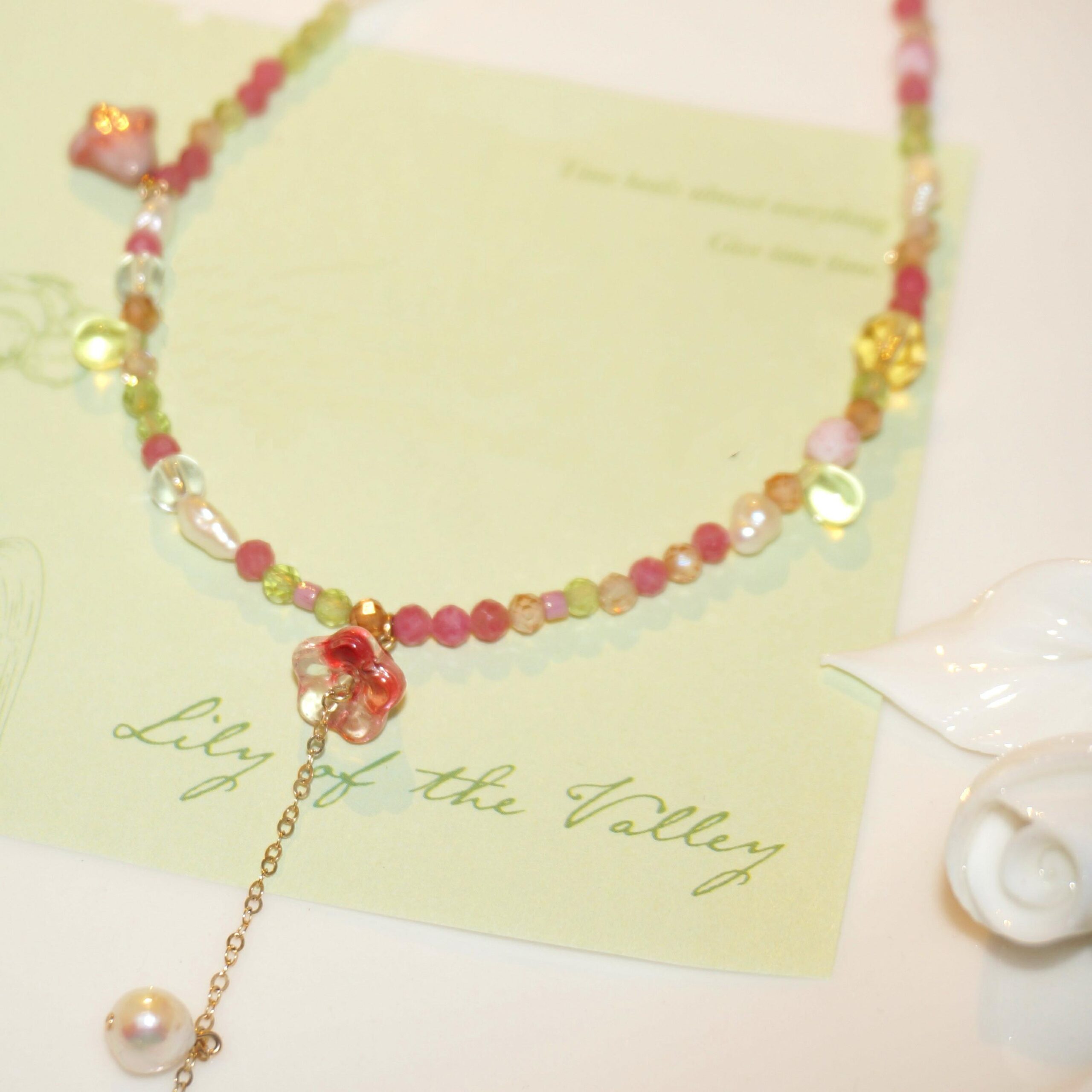 14K Gold-Filled Whimsical FAIRY TALE Necklace - Baroque Pearl & Colorful Czech Beads - Image 4