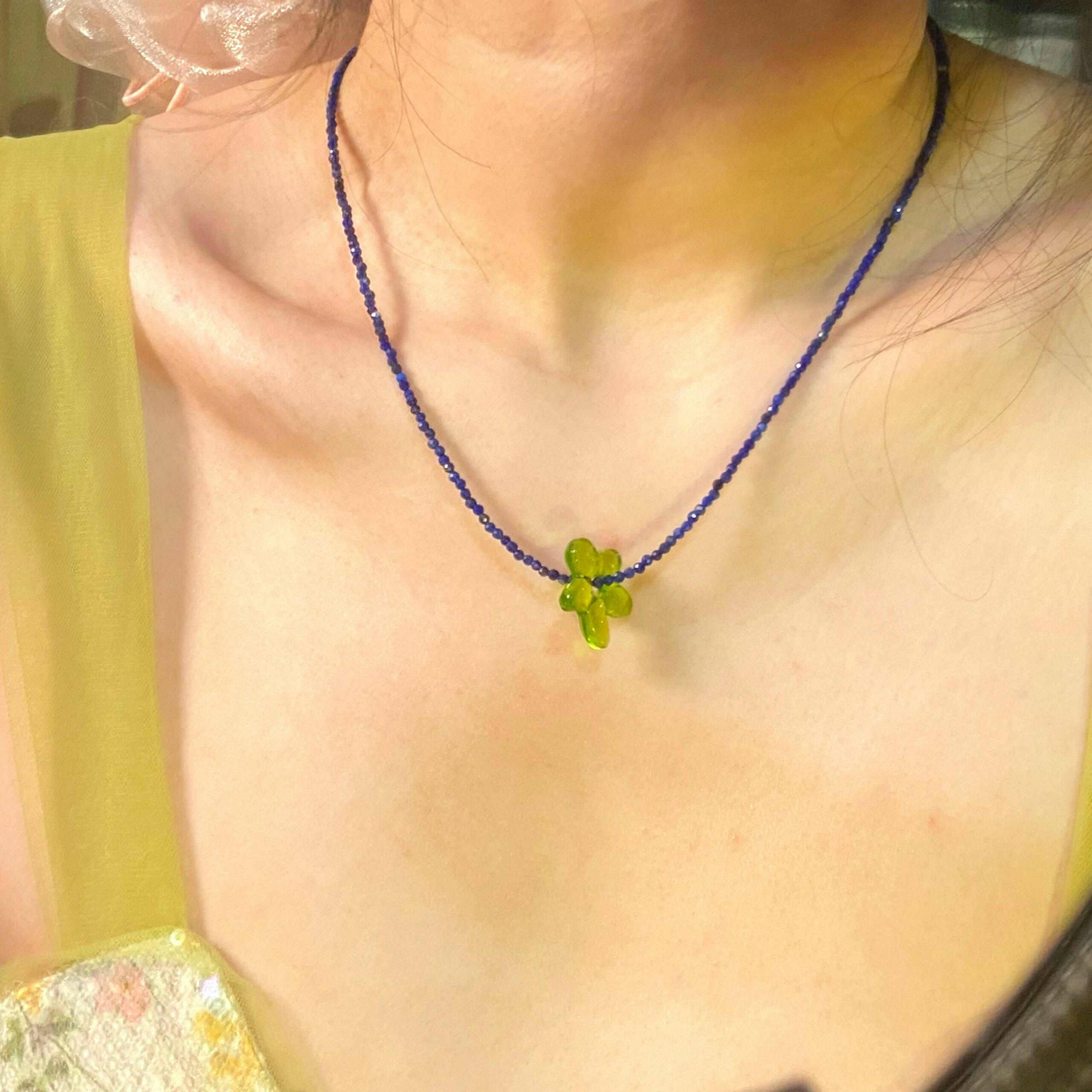 14K Gold-Filled Eye-catching AZURE BLOOM Multi-Wear Necklace/Bracelet – Lapis Lazuli, Sunstone, Floral, Pearls - Image 4