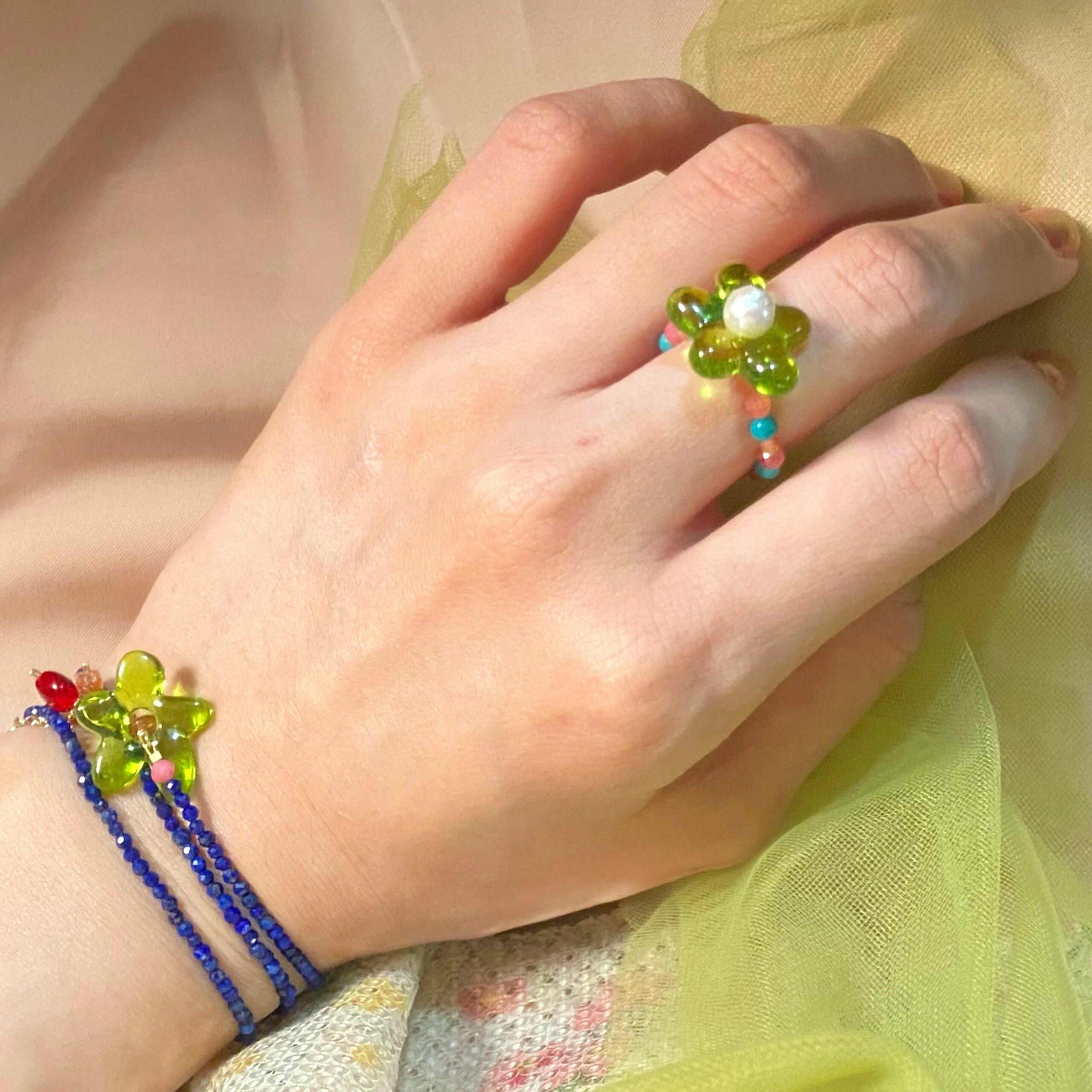 14K Gold-Filled Eye-catching AZURE BLOOM Multi-Wear Necklace/Bracelet – Lapis Lazuli, Sunstone, Floral, Pearls - Image 11