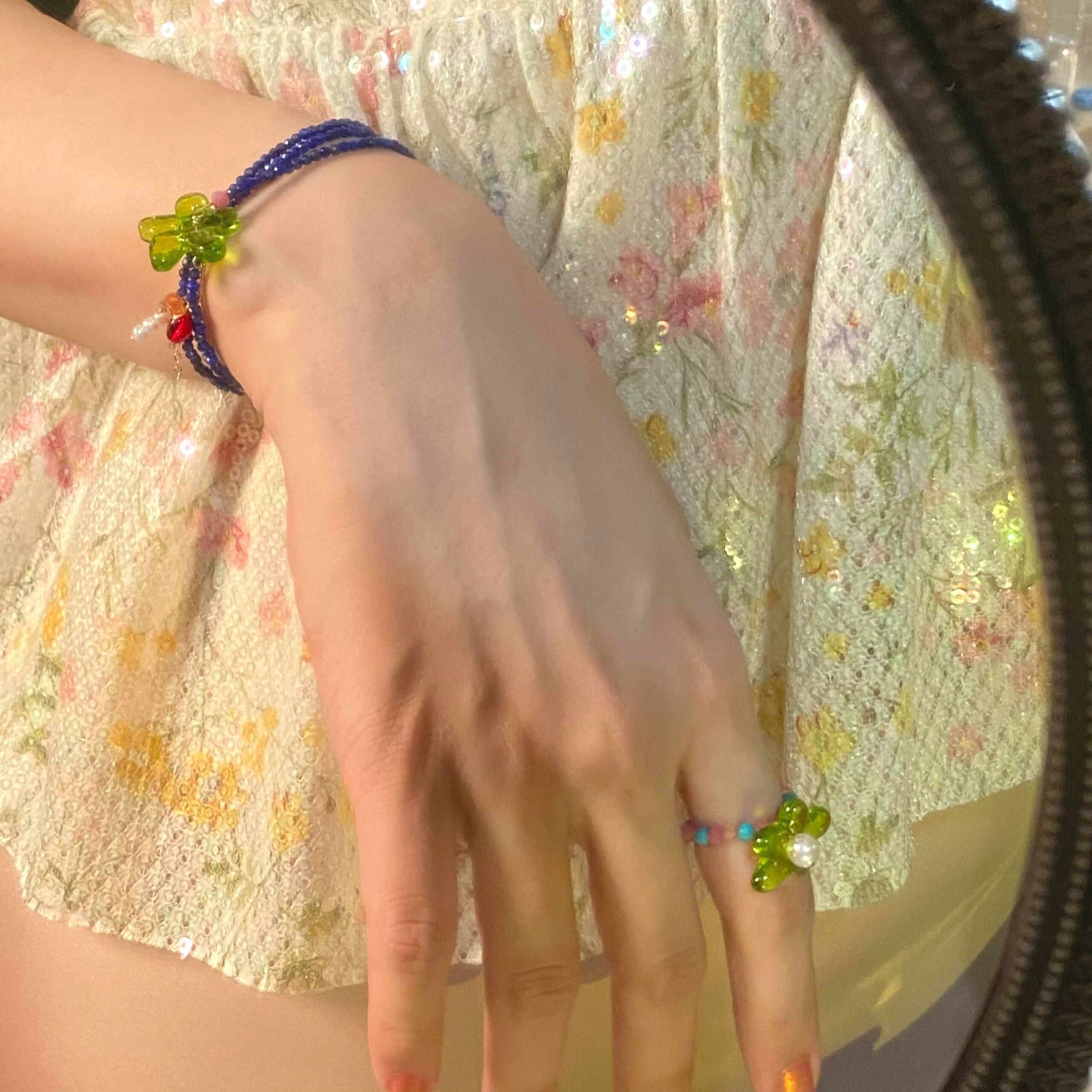 14K Gold-Filled Eye-catching AZURE BLOOM Multi-Wear Necklace/Bracelet – Lapis Lazuli, Sunstone, Floral, Pearls - Image 8