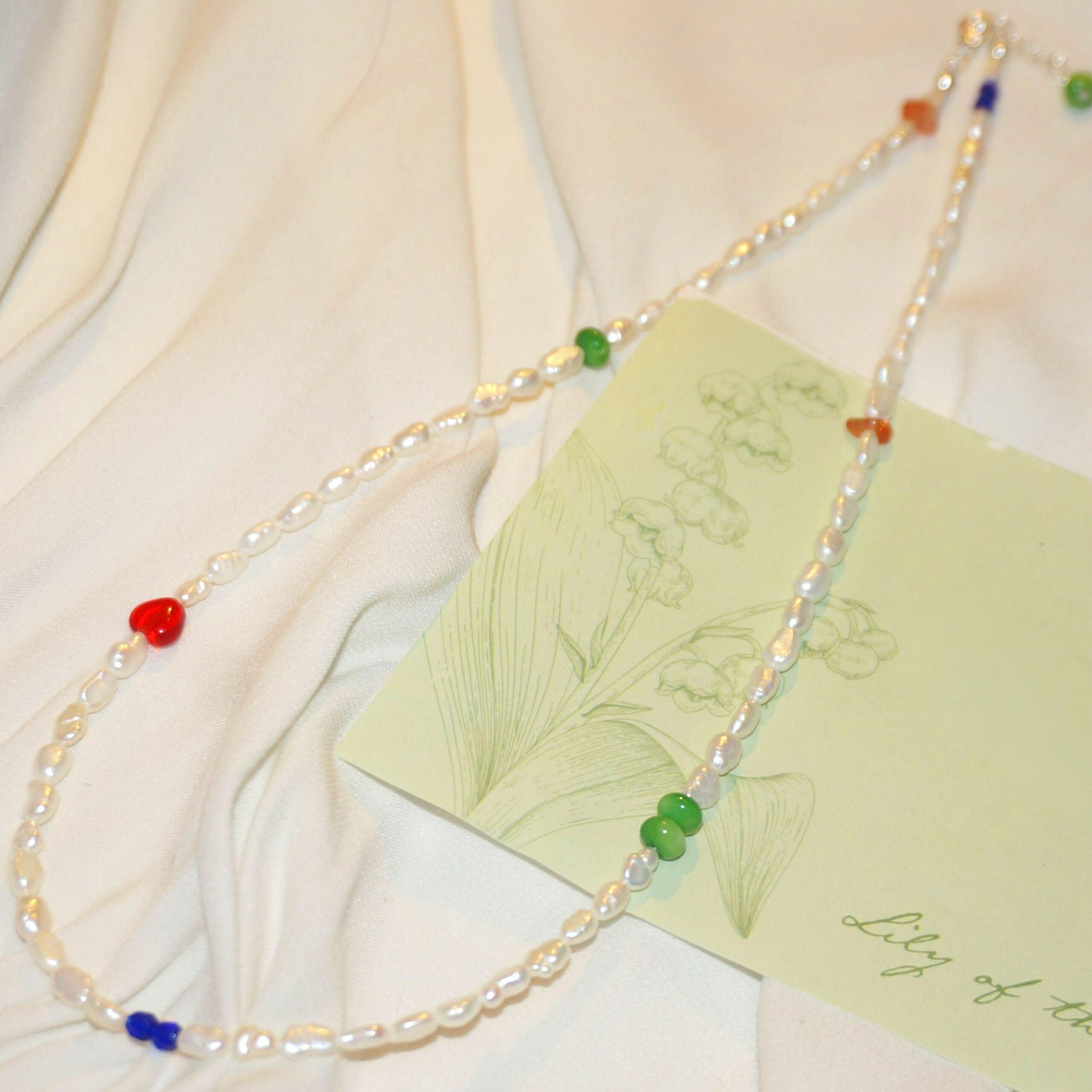 Sterling Silver Classic Blissful CANDY BAR Necklace with Sunstone & Freshwater Pearls - Image 6