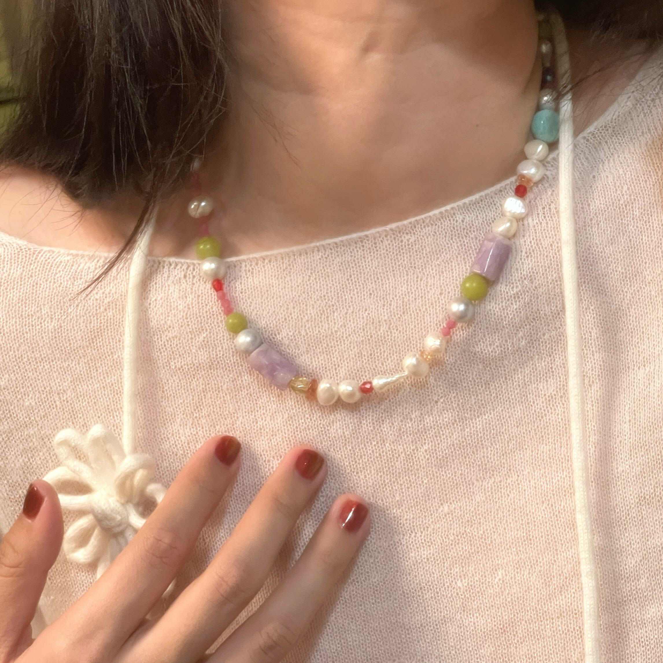 14K Gold-Filled Eye-catching HOLIDAY Necklace with Lucky Clover Buckle & Baroque Pearls - Image 3