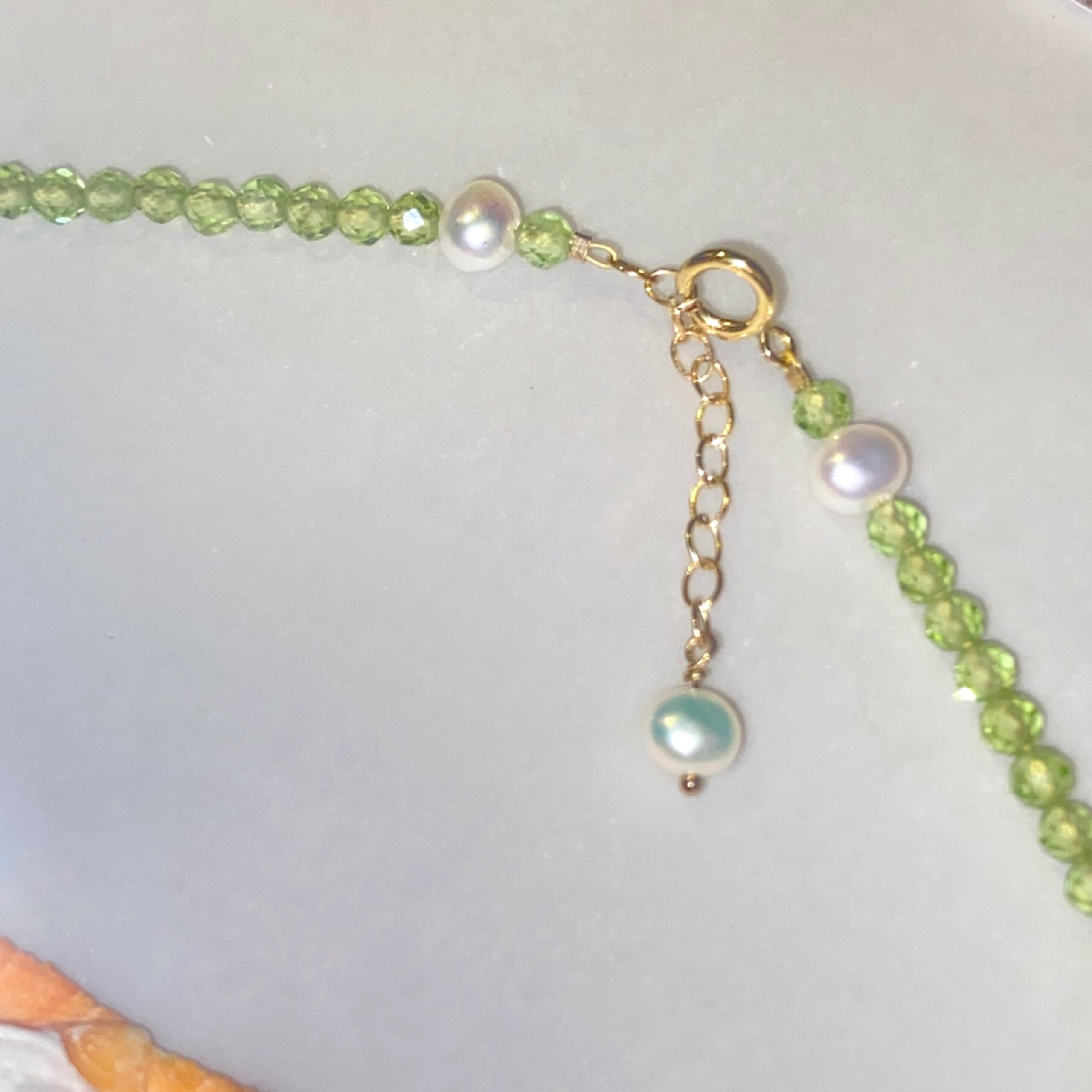 14K Gold-Filled Dazzling LUMINOUS PETAL Necklace | Peridot & AAA Grade Baroque Pearl Jewelry - Image 4