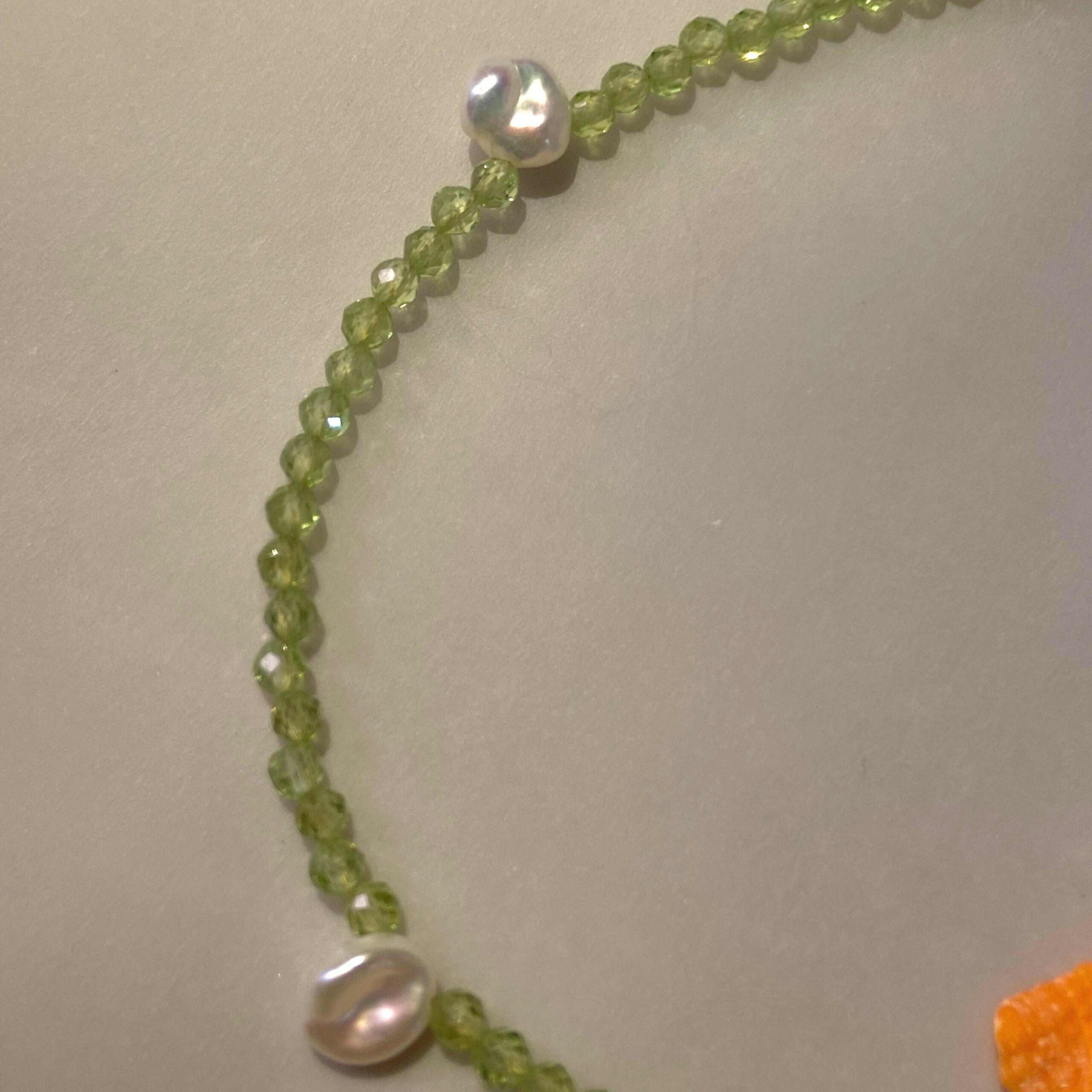 14K Gold-Filled Dazzling LUMINOUS PETAL Necklace | Peridot & AAA Grade Baroque Pearl Jewelry - Image 8