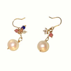 14K Gold-Filled Dreamy Colorful FIREWORK Asymmetrical Pearl & Topaz Earrings