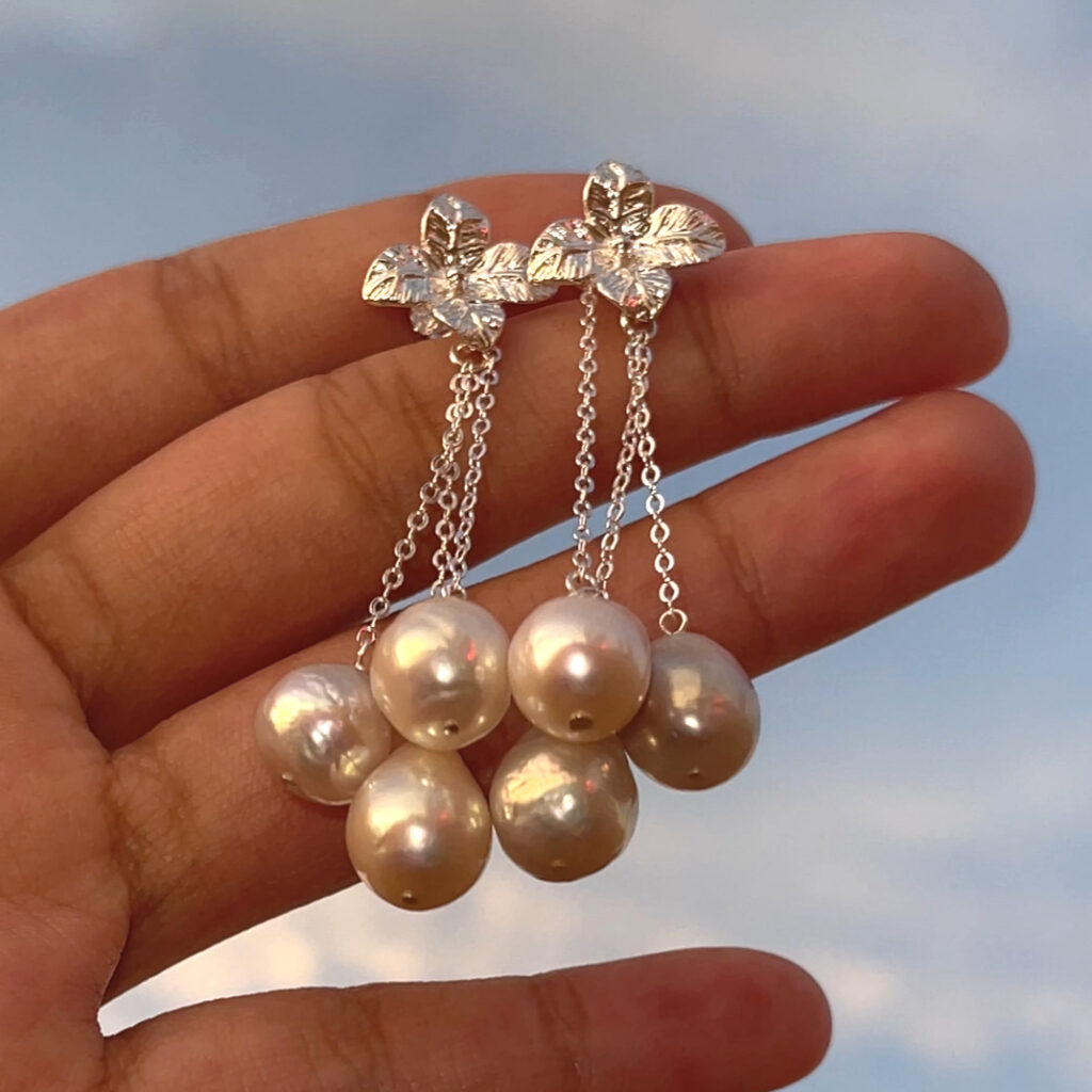 Romantic Sterling Silver Baroque Pearl Earrings | MUSE WHISPER Convertible