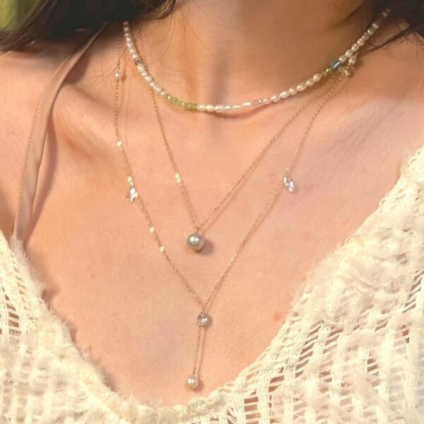 40+4CM AAA Grade Keshi Pearls Elegant Blue APATITE BUBBLE Handmade Everyday Necklace for Women Noctelia Pearl