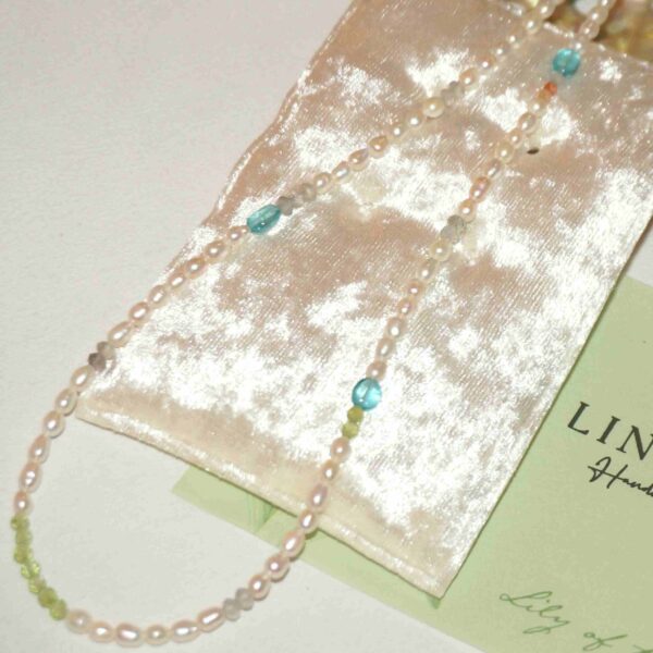 40+4CM AAA Grade Keshi Pearls Elegant Blue APATITE BUBBLE Handmade Everyday Necklace for Women Noctelia Pearl