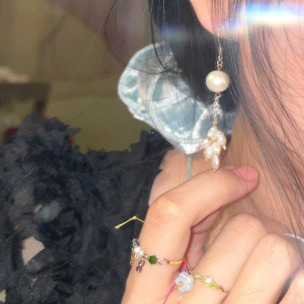 Dreamy Sterling Silver &14K Gold Filled MOONLIGHT Earrings with Baroque Pearl