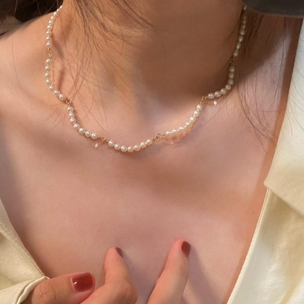 Noctelia Pearl 14K Gold-Filled DIANA Butterfly Pearl Necklace, Romantic Multi-Layered Handmade Jewelry for Women